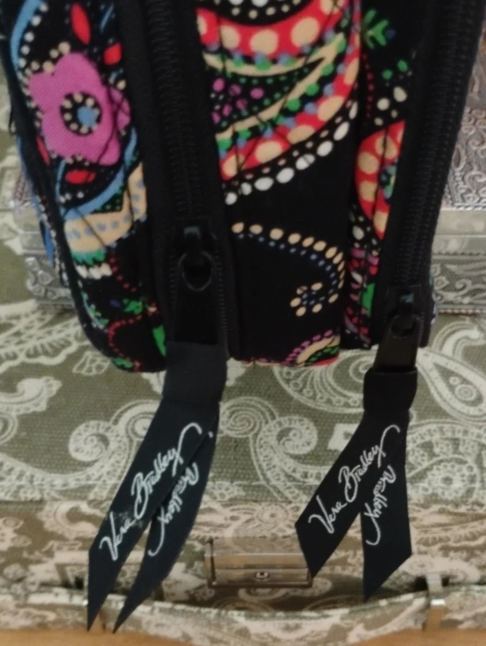 Vera Bradley Black Paisley Travel Cosmetic Bag